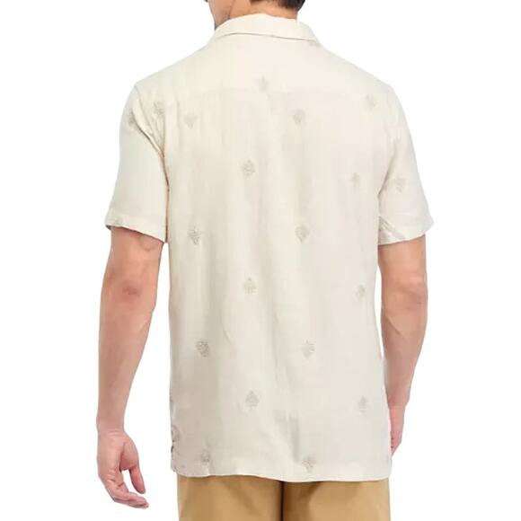 Truth by Republic Shirt Mens Size Small 55% Linen Woven Embroidered - Picture 2 of 16